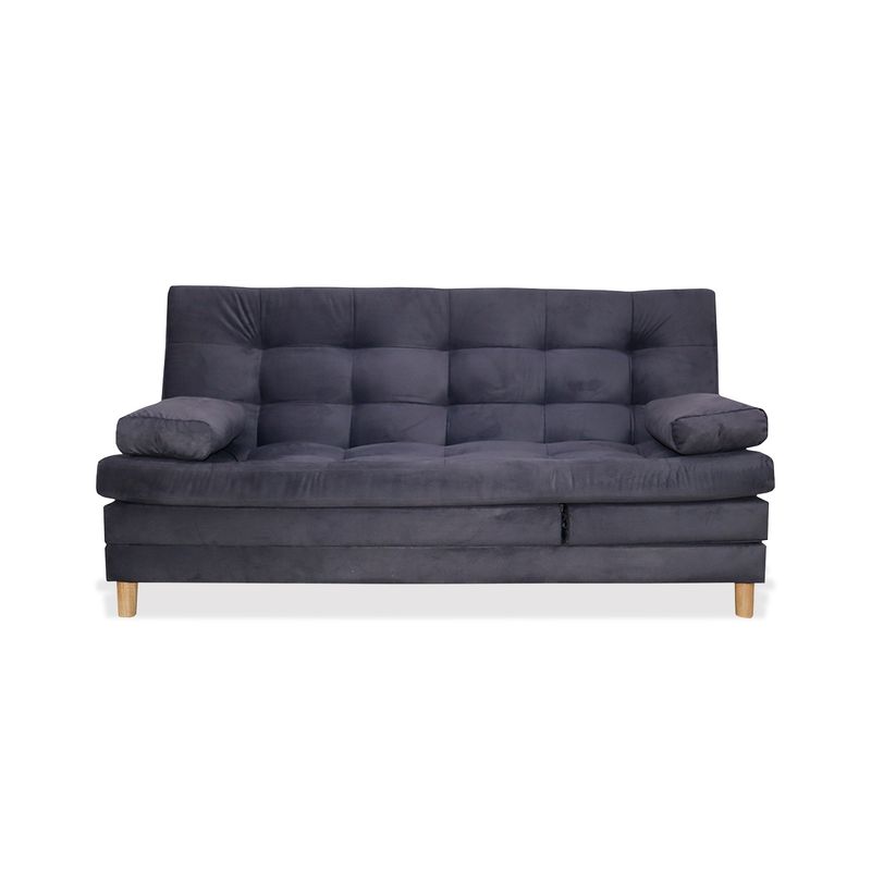MUEBLES REM - Sofa Cama Kalin Cinco Posiciones Gris + Cojines