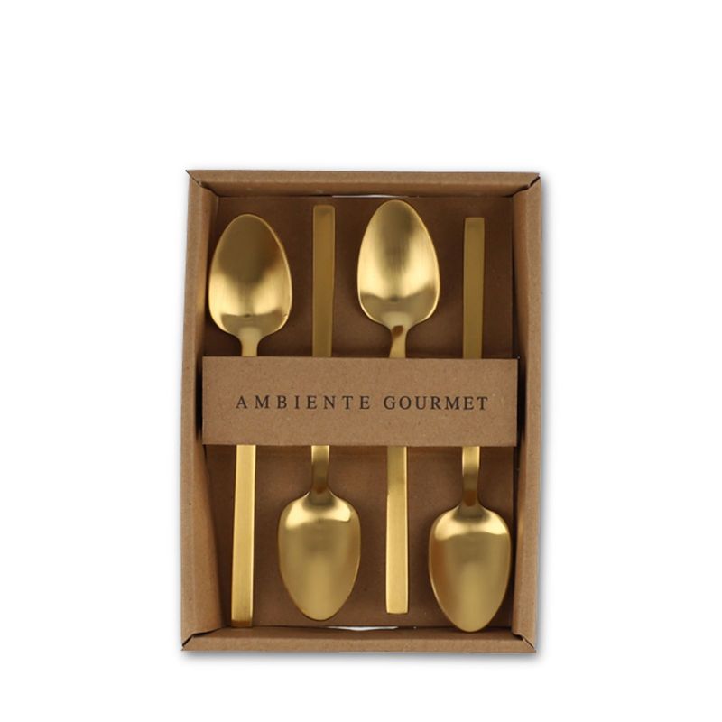 AMBIENTE GOURMET - Cucharas postre dorado mate set x 4 Ambiente Gourmet
