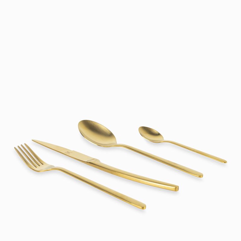 AMBIENTE GOURMET - Set de cubiertos line dorado mate 16 pcs Ambiente Gourmet