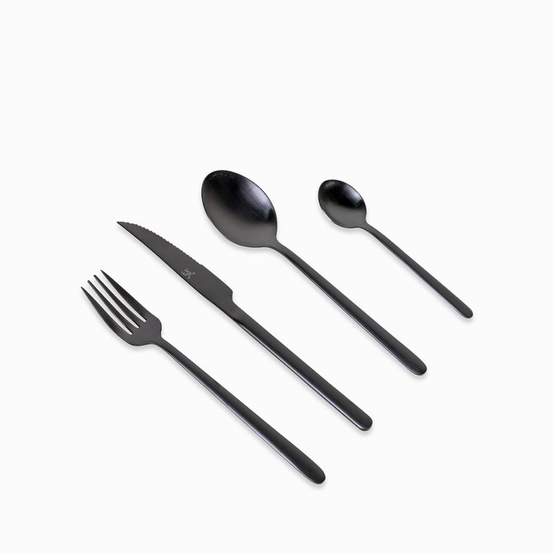 AMBIENTE GOURMET - Set de cubiertos alton negro mate 16 pcs Ambiente Gourmet