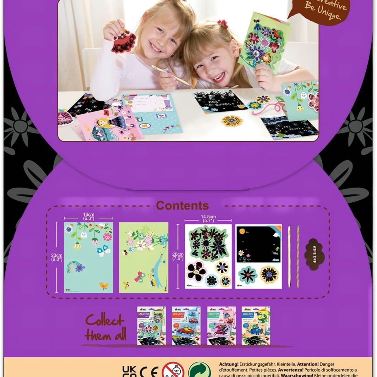 JUGANDO Y EDUCANDO - Juego Didáctico Tarjetas Floral Para Decorar Y Raspar Niños