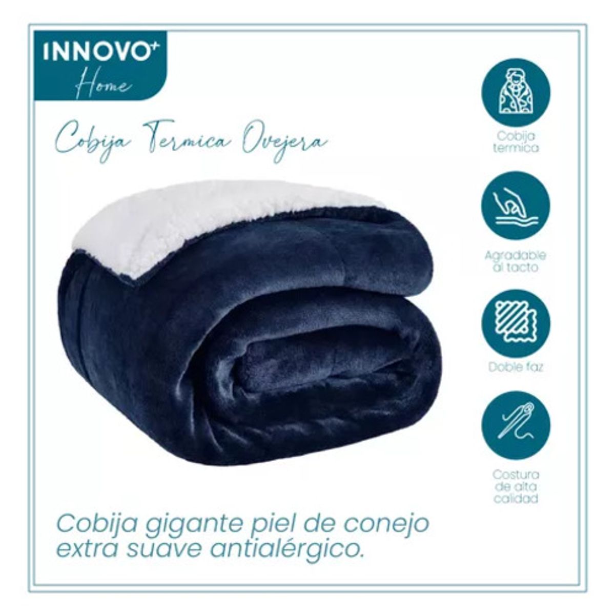INNOVA - Combo Protector De Colchón Antifluido + Cobija Térmica Ovejera Doble