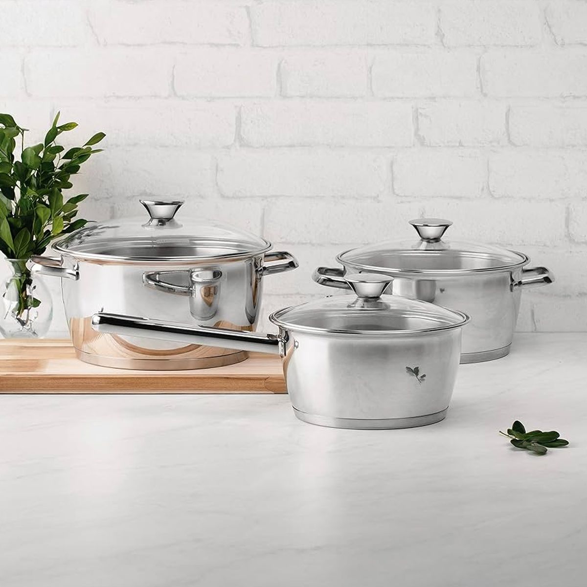 TRAMONTINA - Batería de Cocina Allegra 3Pzas Tramontina 30000381 -Plateado