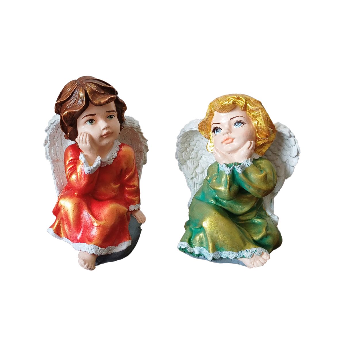 PLINI - Figuras Ángeles Querubines Set x 2 Cerámica Hecho a mano.