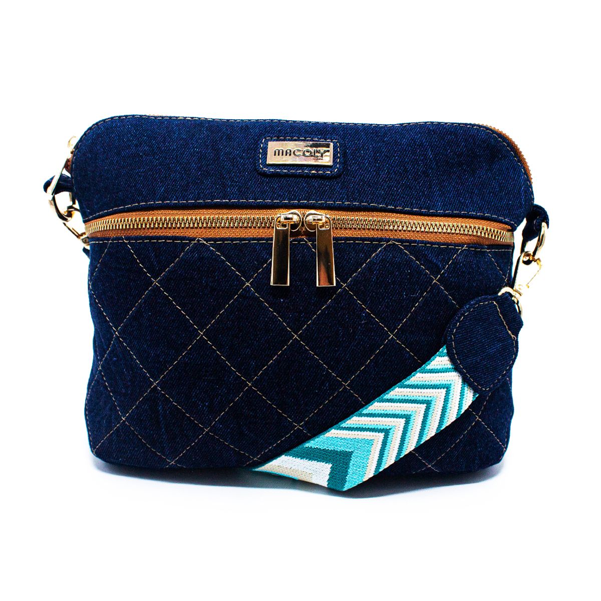 MACOLY - Bolso Manos Libres M406 Jean x reata oro
