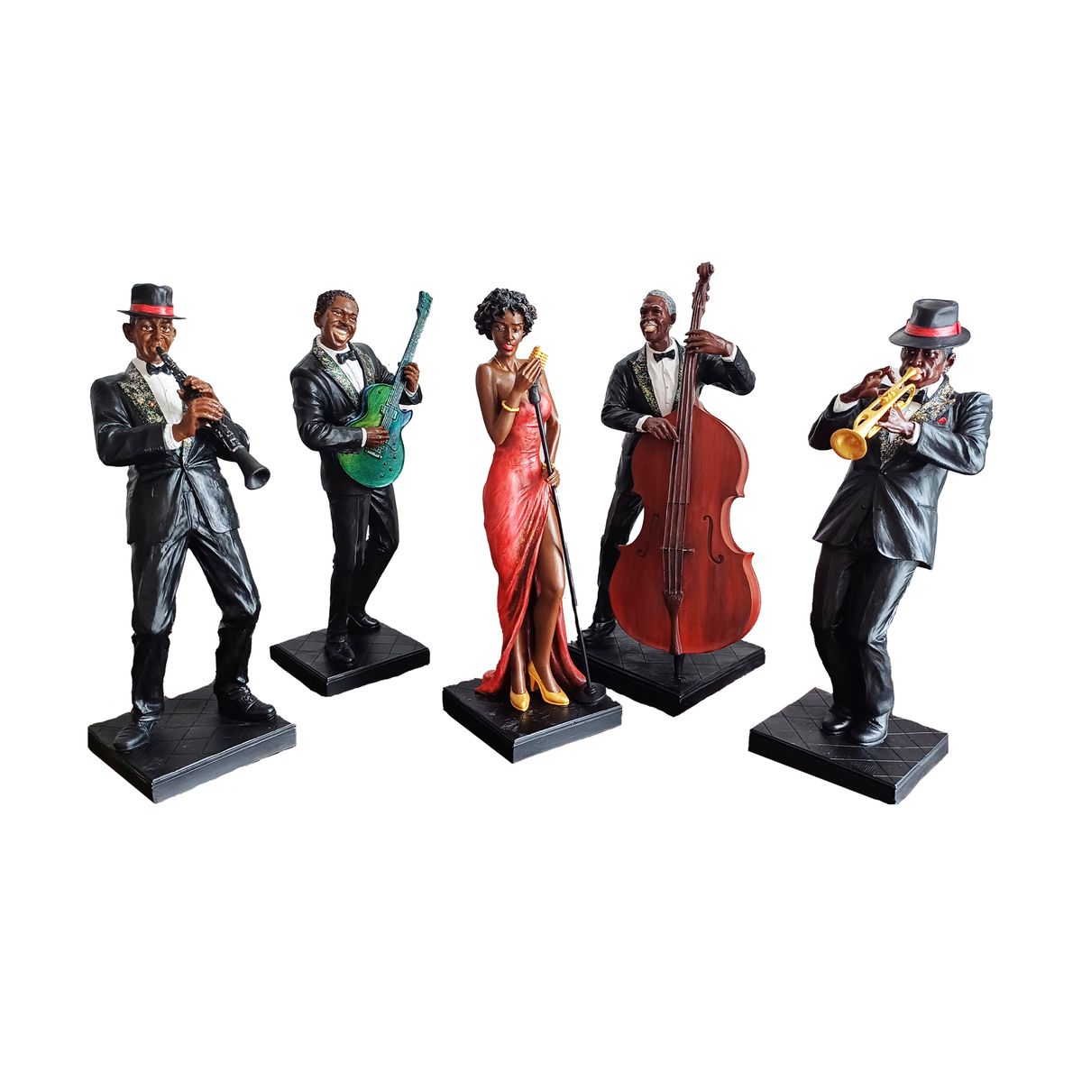 PLINI - Figuras Músicos. Música Tropical. Set x 5 piezas. Resina. Pieza única.