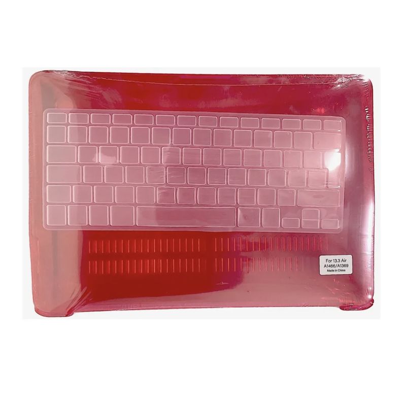 GENERICO - Carcasa Case Para Mac Air 13 A1466 Protector Teclado Español Rojo