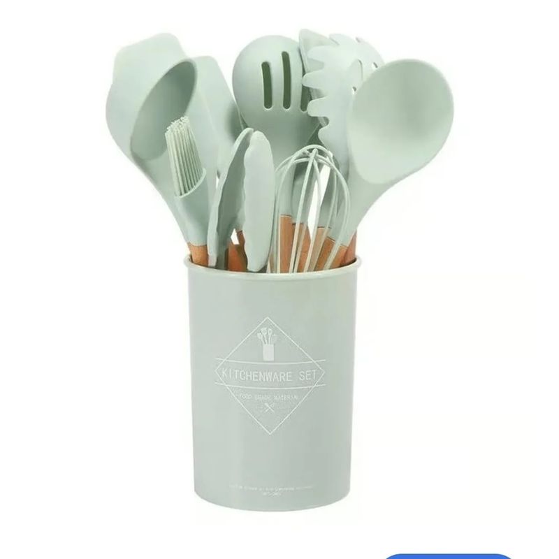 GENERICO - Set De Utensilios De Cocina 12 Piezas En Silicona verde