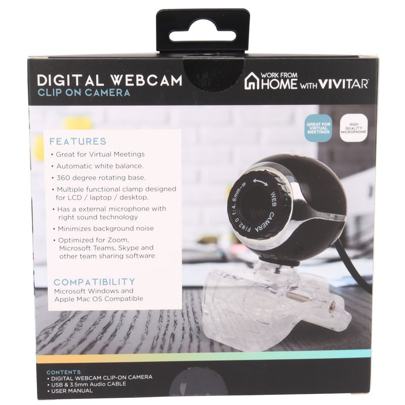 VIVITAR - Camara Web Vivitar VWC101 360º Microsoft y Mac USB 3.5 mm Negro