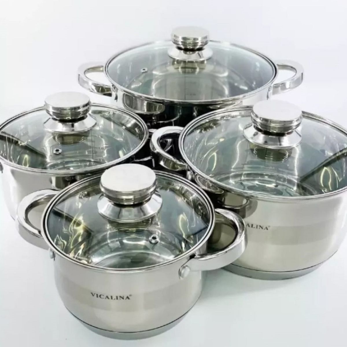 GENERICO - Batería de Ollas en acero quirúrgico 8 piezas