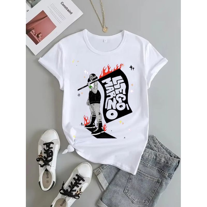 ISMI - Camiseta Feminista Cuello Redondo Manga Corta Ismi
