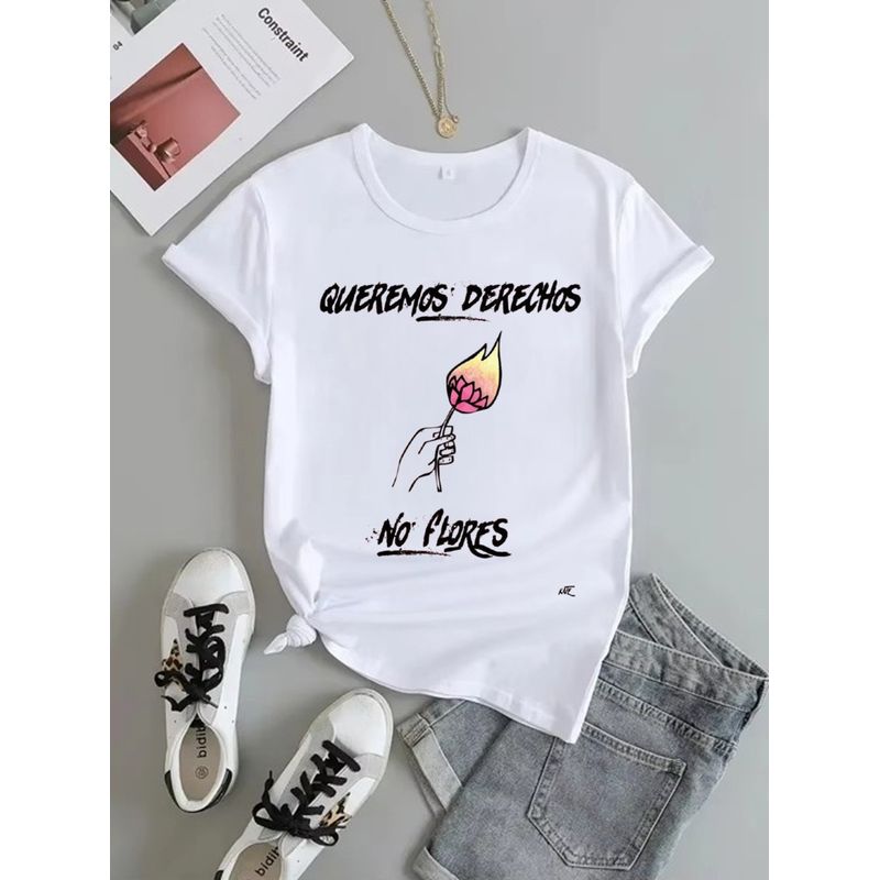 ISMI - Camiseta Feminista Cuello Redondo Manga Corta Ismi
