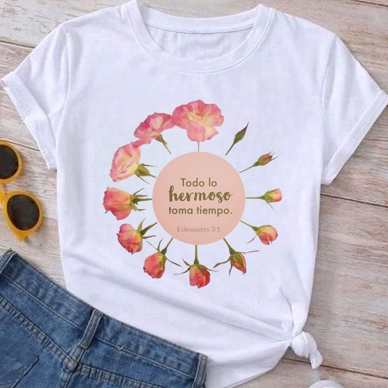 ISMI - Camiseta Cristiana Mujer Manga Corta Poli Algodón Ismi