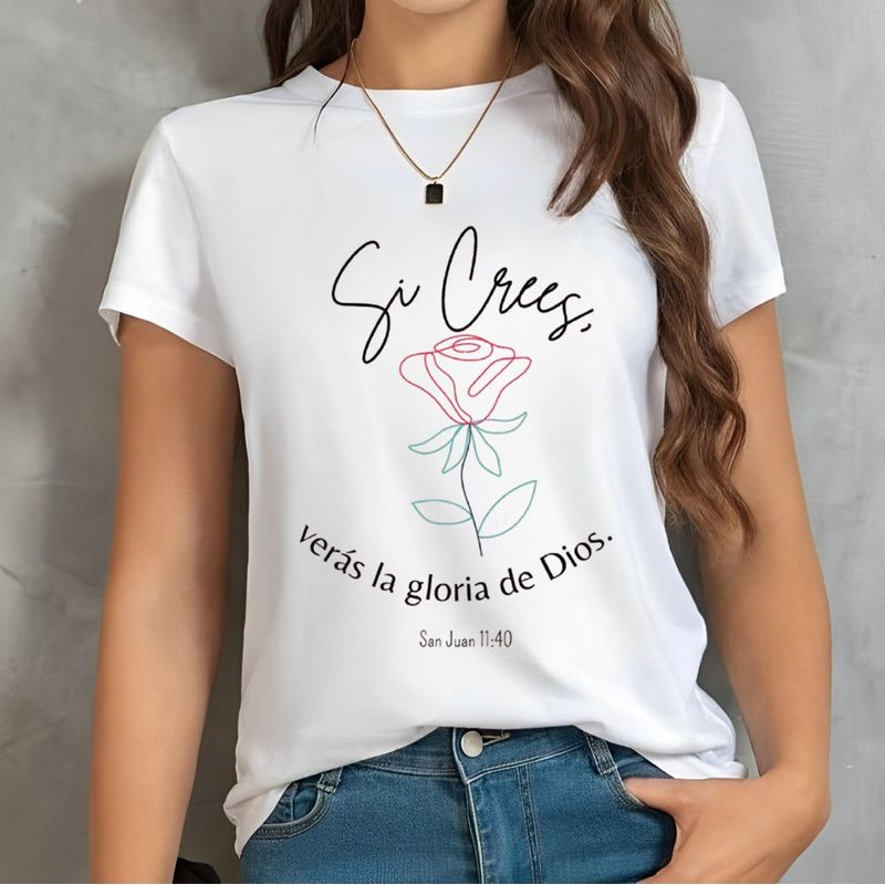 ISMI - Camiseta Cristiana Mujer Manga Corta Poli Algodón Ismi