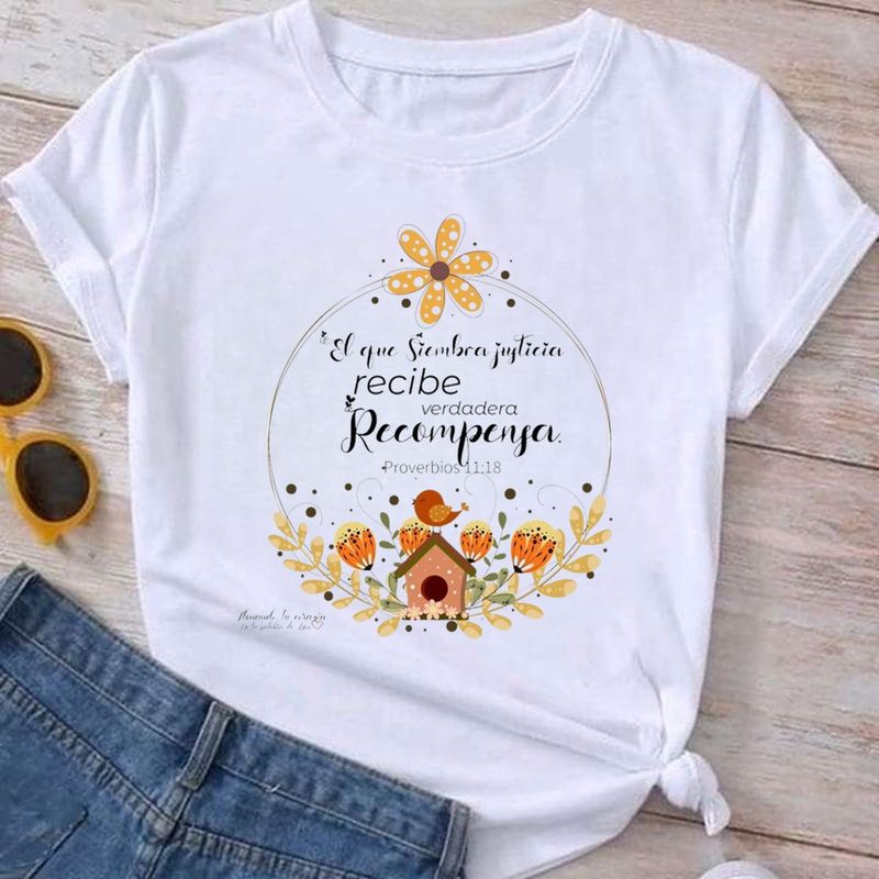 ISMI - Camiseta Cristiana Mujer Manga Corta Poli Algodón Ismi.