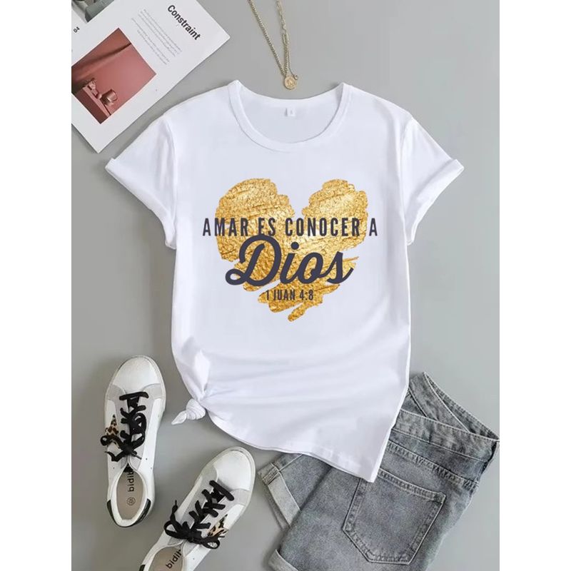 ISMI - Camiseta Cristiana Mujer Manga Corta Poli Algodón Ismi.