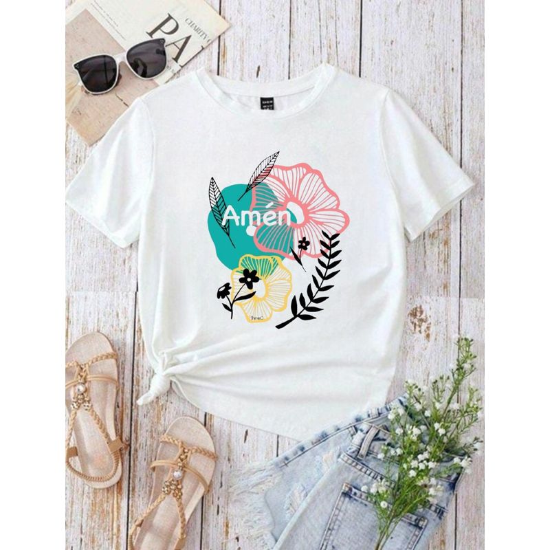 ISMI - Camiseta Cristiana Mujer Manga Corta Poli Algodón Ismi