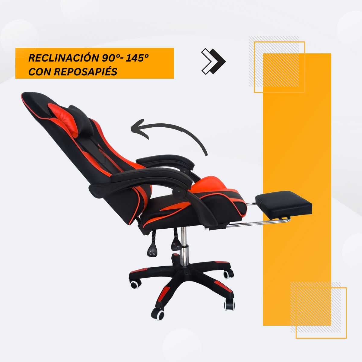 DEALIO - Silla Gamer Escritorio Oficina Ergonomica Reclinable Pc 145° Rojo