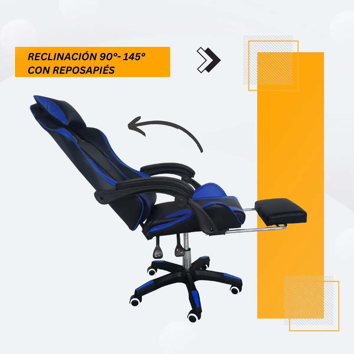 DEALIO - Silla Gamer Escritorio Oficina Ergonomica Reclinable Pc 145° Azul