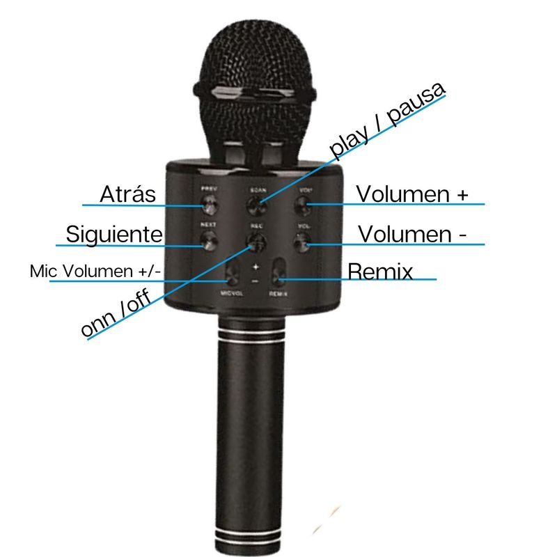VIVITAR - Parlante Microfono Vivitar MIC303 Bluetooth Karaoke Recargable