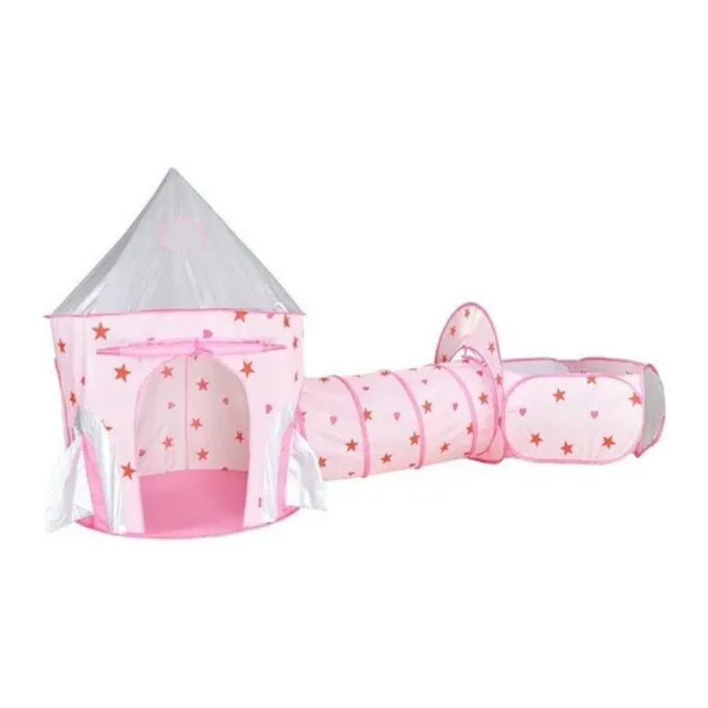 GENERICO - Carpa Infantil En Forma De Castillo Con Tunel Rosado V03