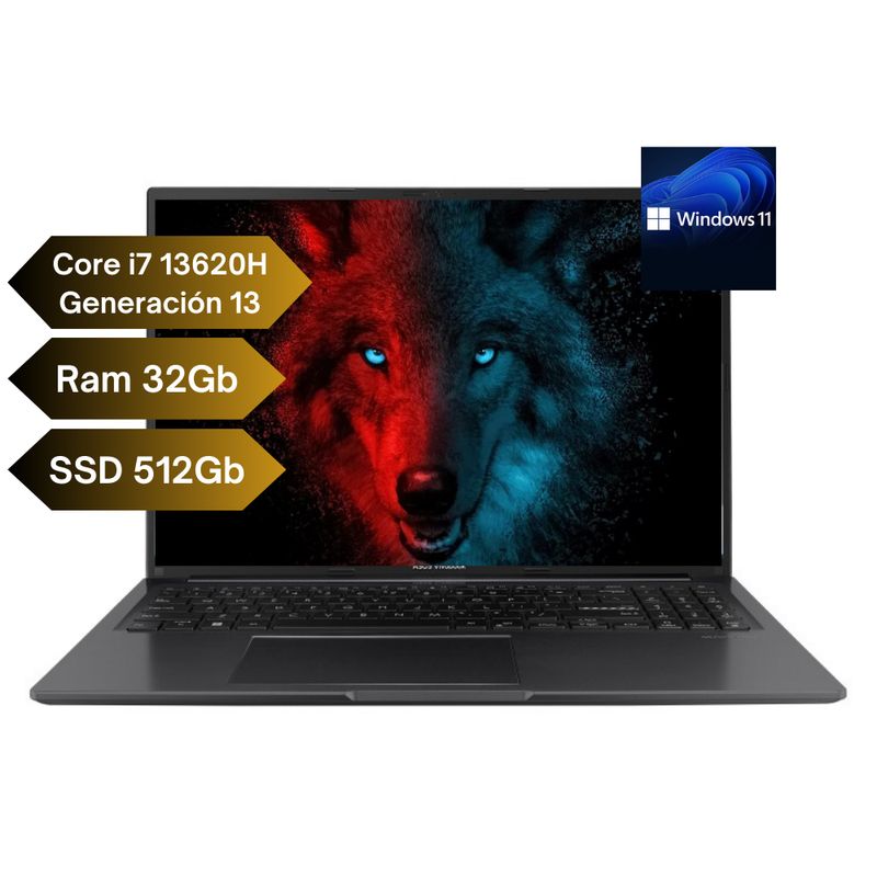 ASUS - Portátil ASUS X1605VA - Core i7 13620H Gen 13 - Ram 32GB -  SSD 512GB - 16" - WINDOWS 11