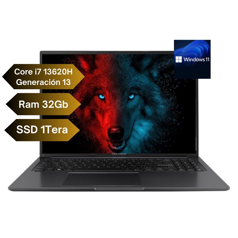 ASUS - Portátil ASUS X1605VA - Core i7 13620H Gen 13 - Ram 32GB -  SSD 1Tera - 16" - WINDOWS 11