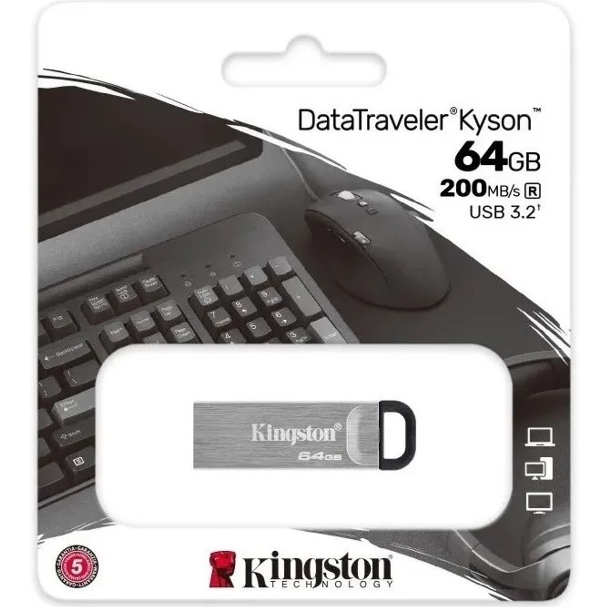 KINGSTON - Memoria Usb 64gb Kingston 3.2 Metal Alta Velocidad Dtkn/64gb Color Negro