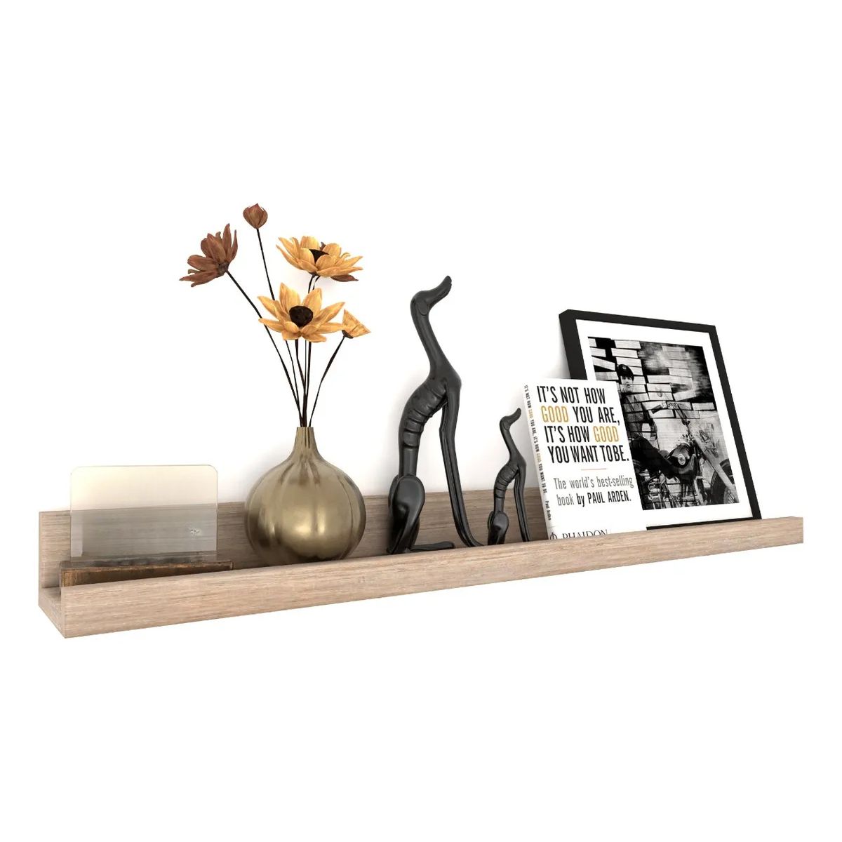 GENERICO - Repisa Flotante Turin 80 Cm Largo Sujetalibro Moderna, Color Capuccino