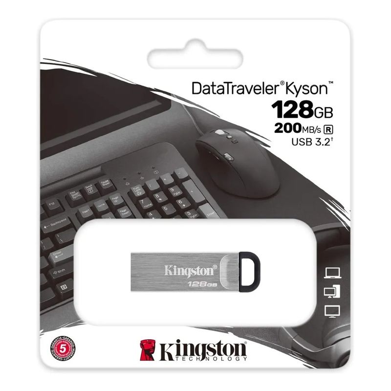 KINGSTON - Memoria Usb 3.2 Kingston Datatraveler Kyson 128gb Color Plateado