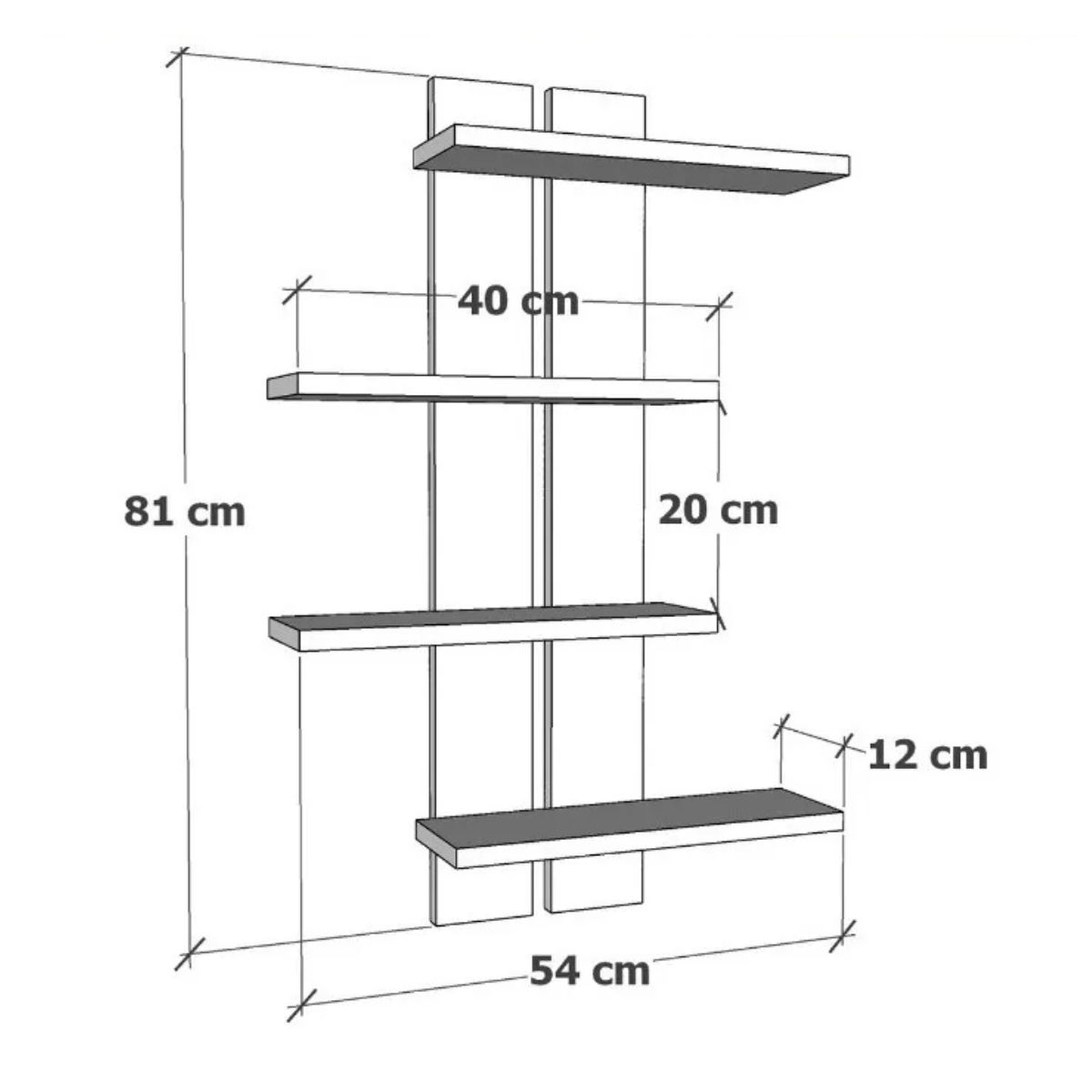 GENERICO - Repisa Flotante T- 01 Madera Aglomerada 54 Cm Ancho 81 Alto
