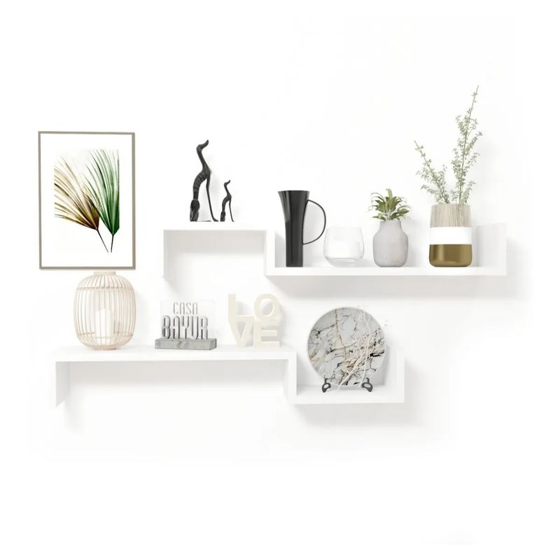 GENERICO - Set 2 Repisas Flotantes S-02 - Decoración Moderna, Color Blanco Nevado