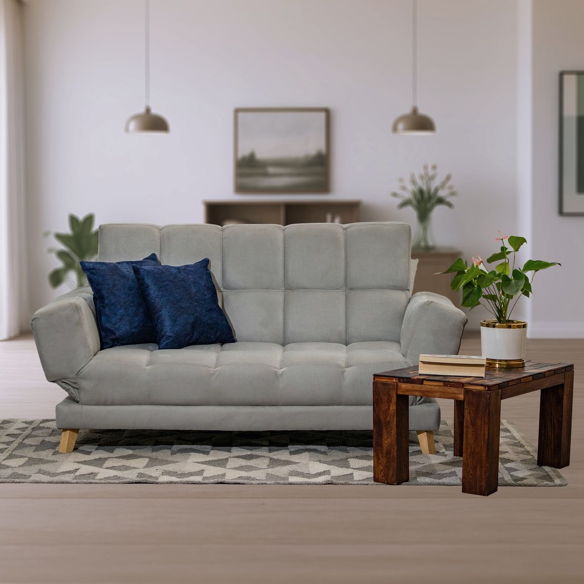 GENERICO - Sofá Cama AMAIKA Tipo Ocean Gris con Cojines