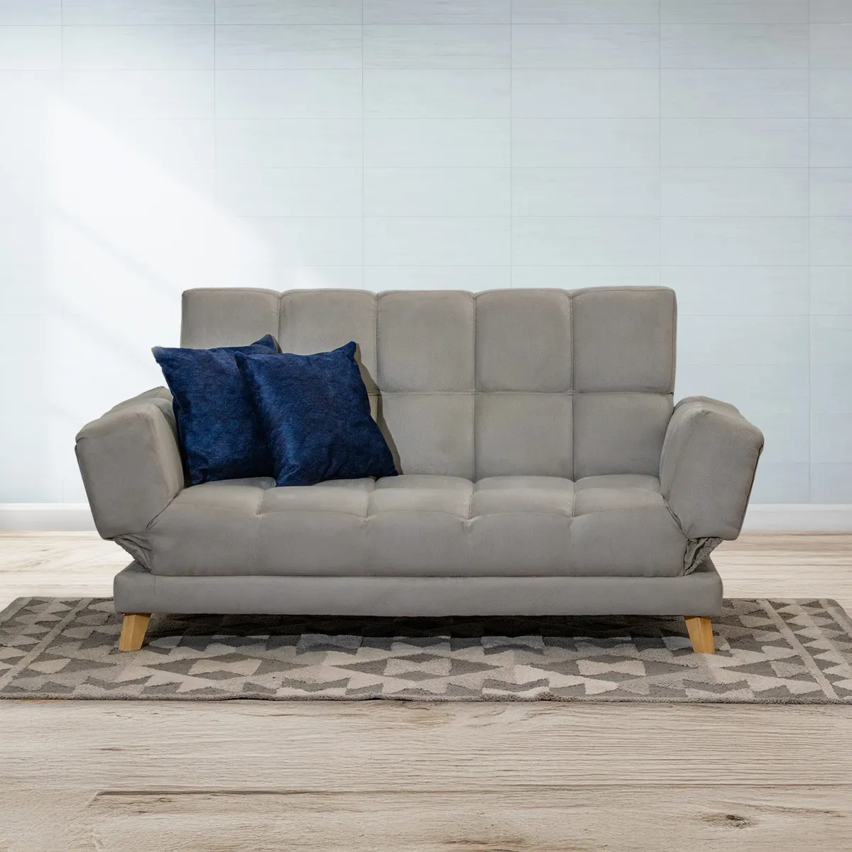 GENERICO - Sofá Cama AMAIKA Tipo Ocean Gris con Cojines