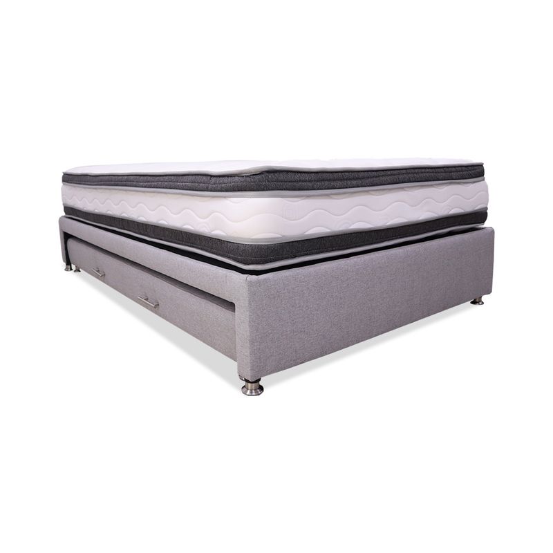 GENERICO - Combo Cama Tarima Nido Blaser doble pillow 120 Semidoble Gris Claro
