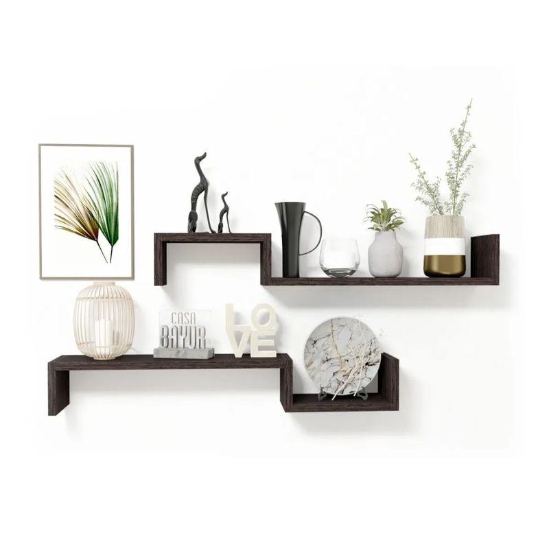 GENERICO - Set 2 Repisas Flotantes S-02 - Decoración Moderna, Color Gris Oscuro
