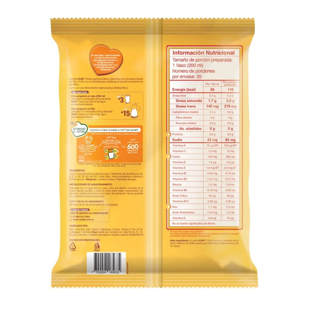 KLIM - Leche en Polvo Klim Clásica Bolsa x 840g