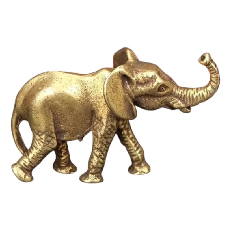 GENERICO - Escultura Elefante Tallado Mini En Bronce Macizo Usa