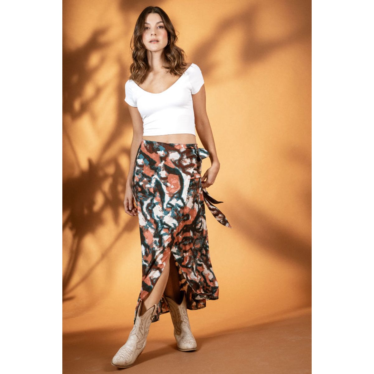RAGGED - Falda tipo wrap dana Verde pato Ragged
