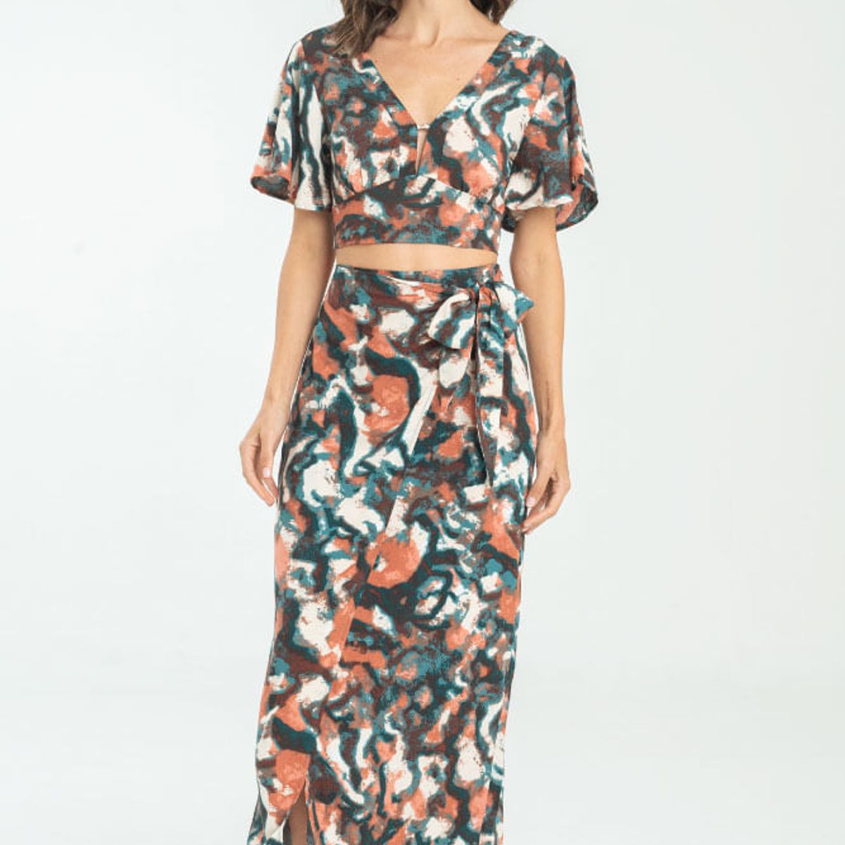 RAGGED - Falda tipo wrap dana Verde pato Ragged