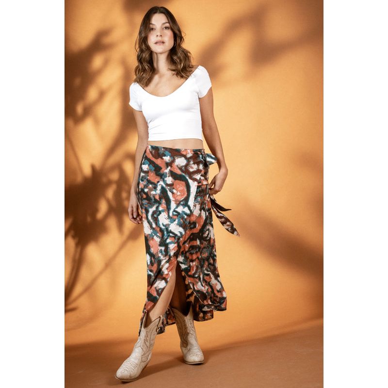 RAGGED - Falda tipo wrap dana Verde pato Ragged
