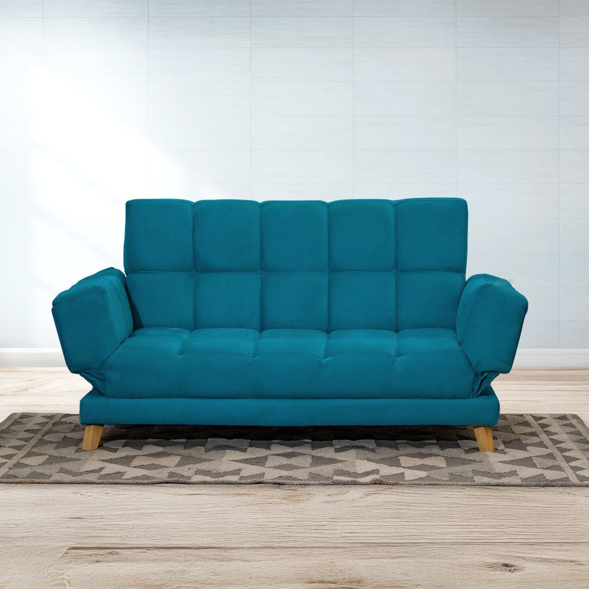 GENERICO - Sofá Cama AMAIKA Tipo Ocean Turquesa con Cojines