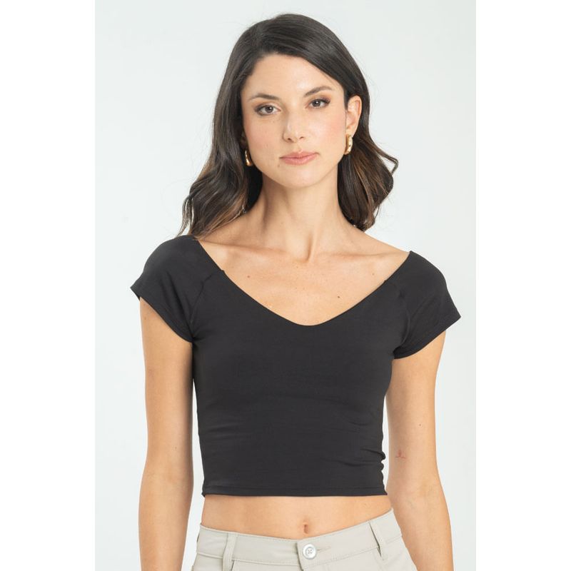 RAGGED - Top v manga corta Negro Ragged