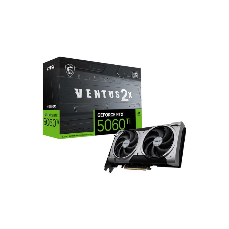 MSI - TARJETA DE VIDEO MSI GEFORCE VENTUS 2X RTX 5060 TI 16GB GDDR7 DOS FANS