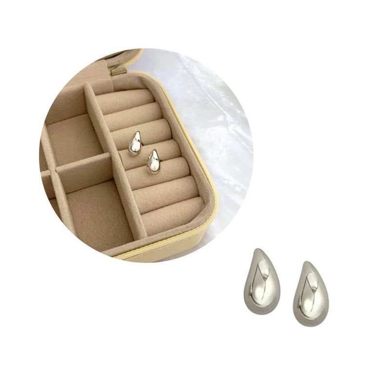 GENERICO - Aretes Topos Gota Chunky Mini Plateado