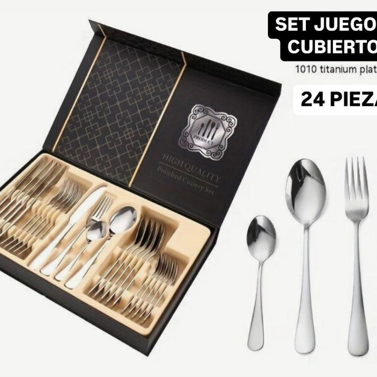 GENERICO - Juego De Cubiertos 24 Piezas Acero Inoxidable Plateado