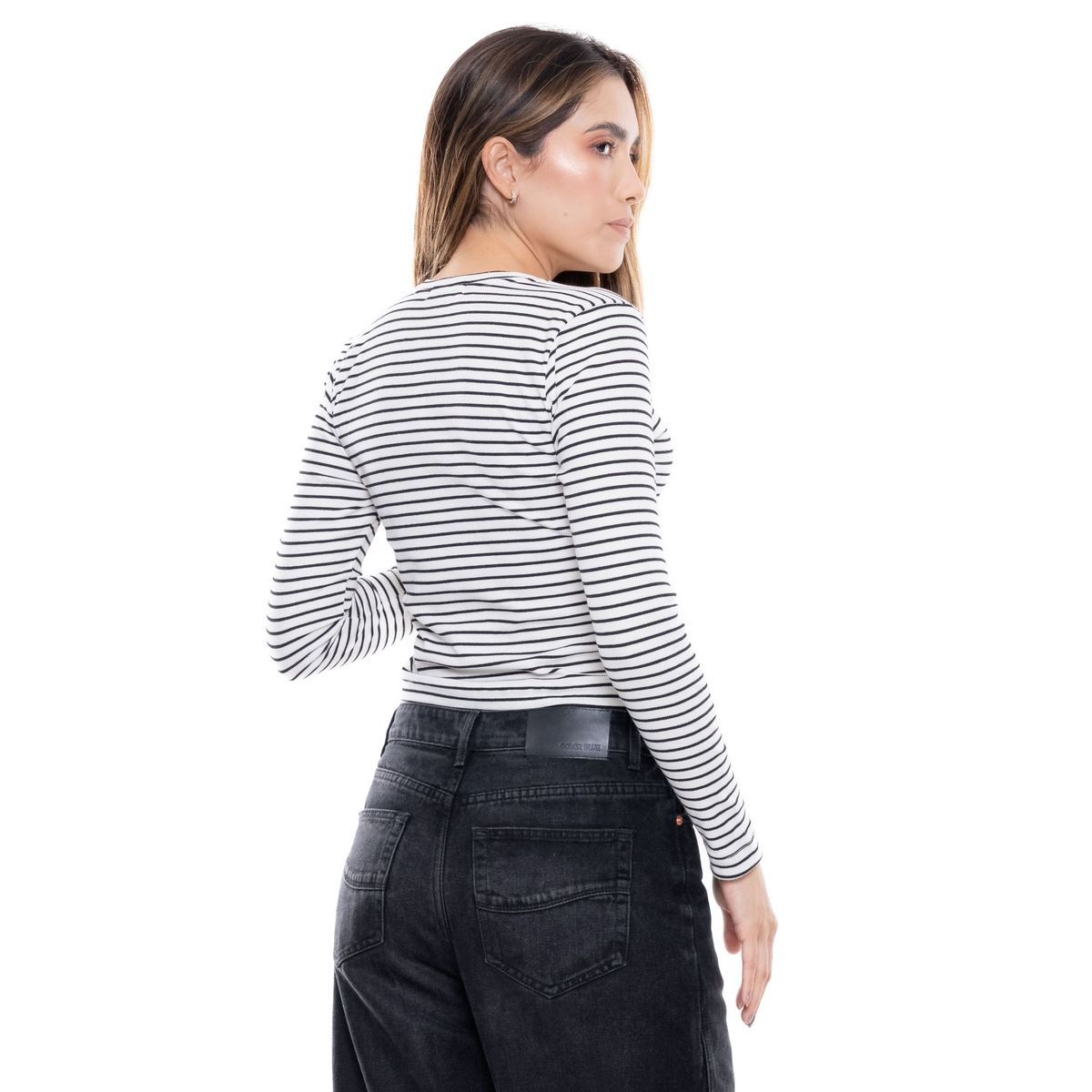 COLOR BLUE - Camiseta Manga Larga A Rayas