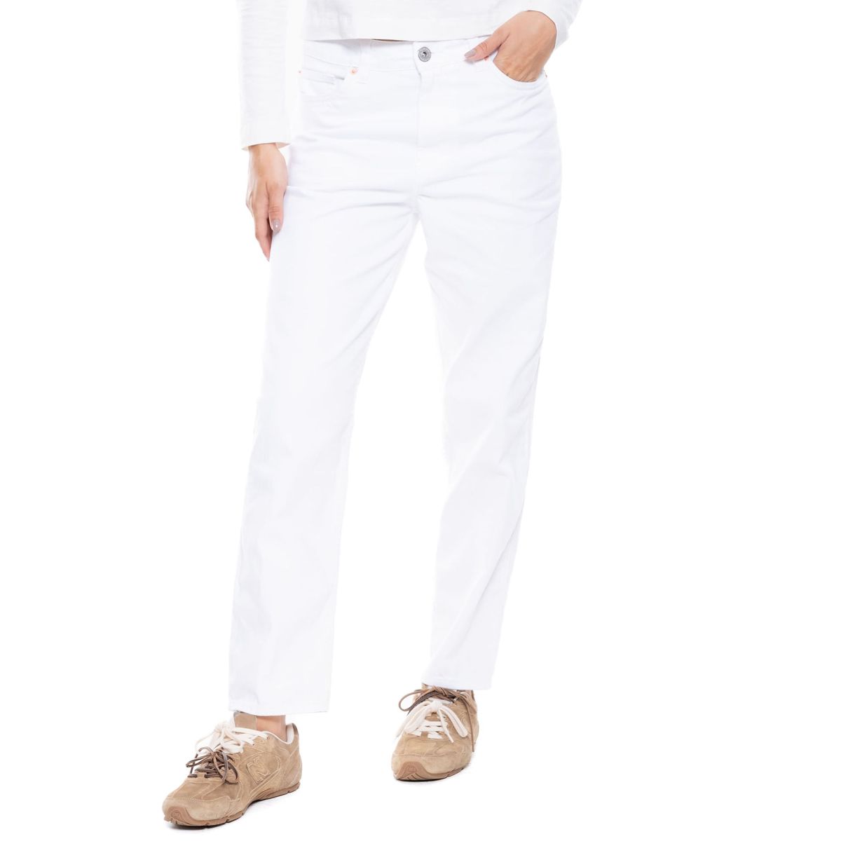 COLOR BLUE - Mom Fit Jeans Blanco