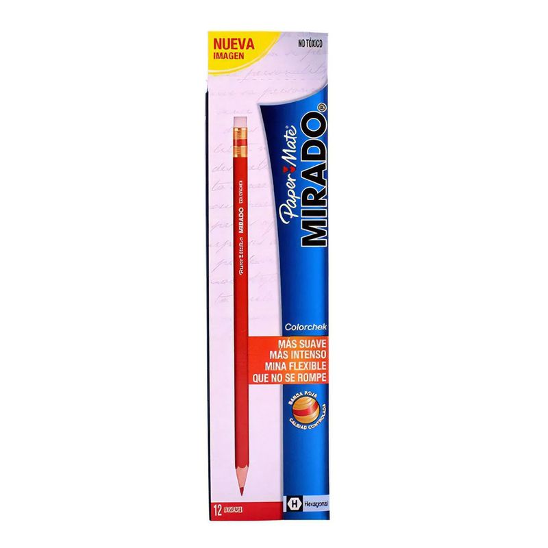 PAPER MATE - Lápiz Colorcheck Mirado Rojo Caja X12 Und