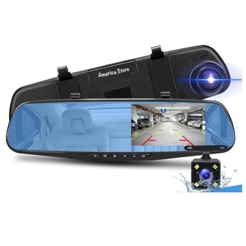 GENERICO - Espejo Retrovisor Doble Camara Full Hd Para Carro
